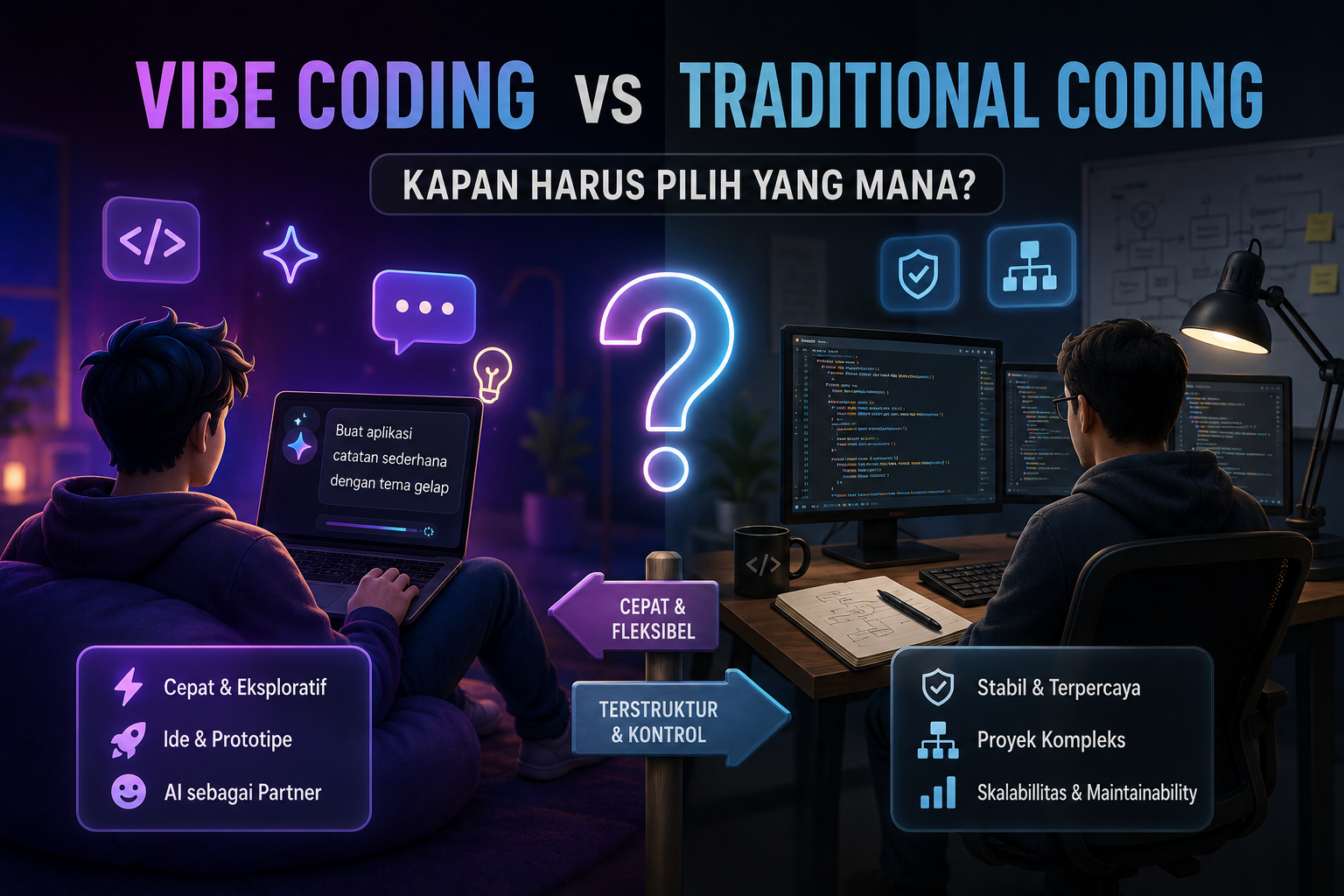 Vibe Coding vs Traditional Coding: Kapan Harus Pilih Yang Mana?