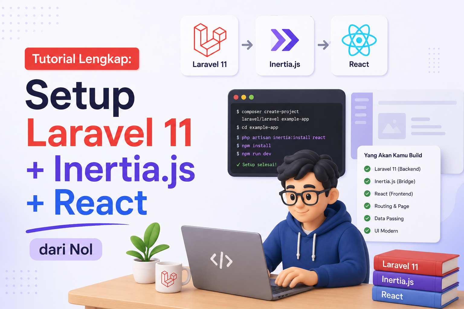 Tutorial Lengkap: Setup Laravel 11 + Inertia.js + React dari Nol
