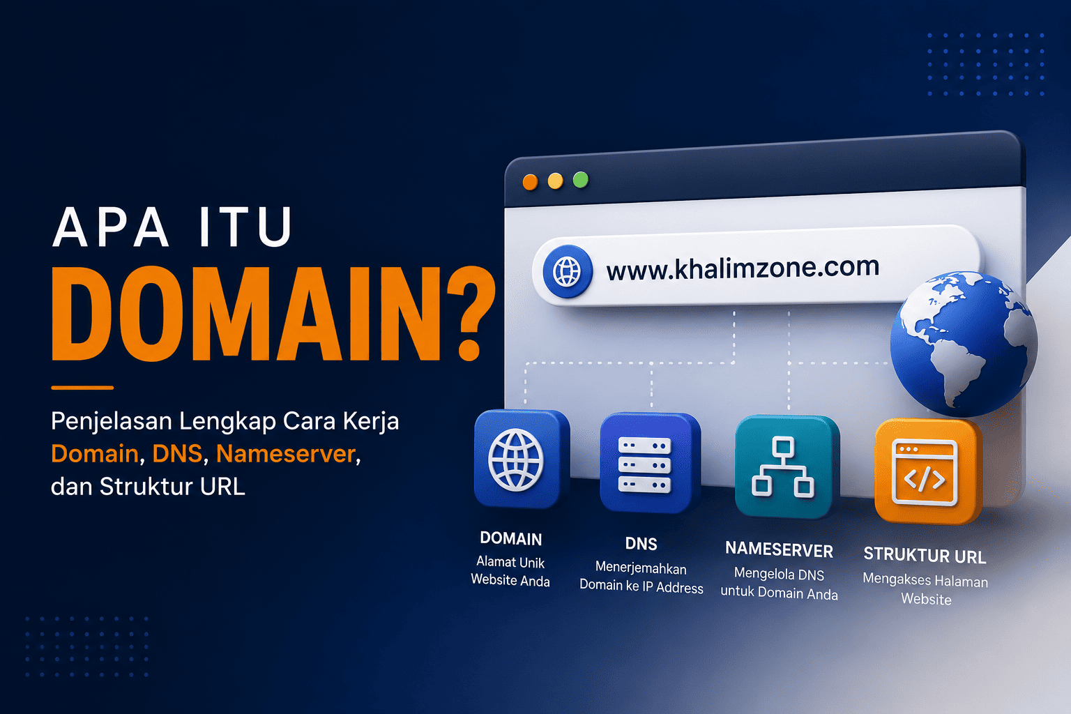 Apa Itu Domain? Penjelasan Lengkap Cara Kerja Domain, DNS, Nameserver, dan Struktur URL