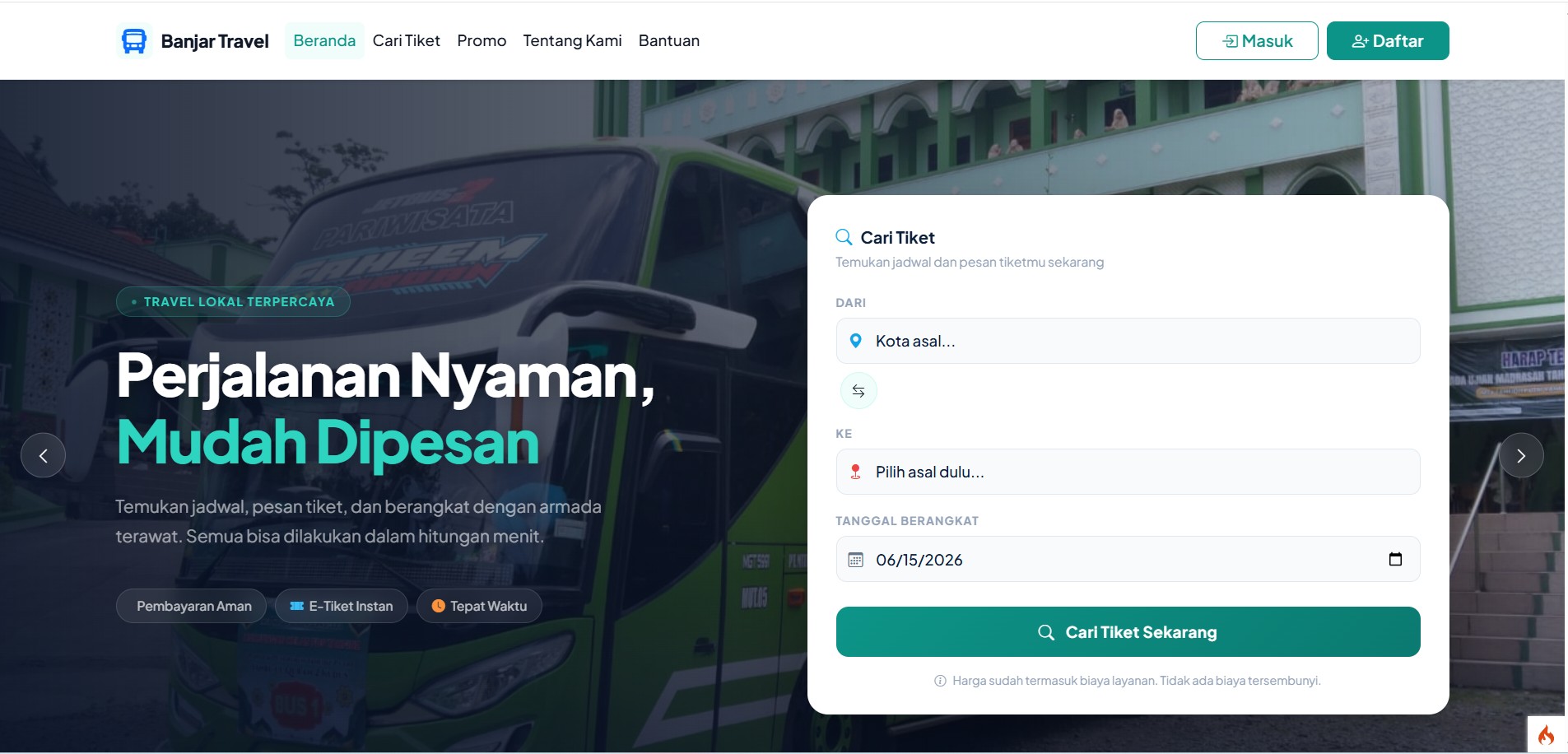 Website Reservasi Tiket Travel Online