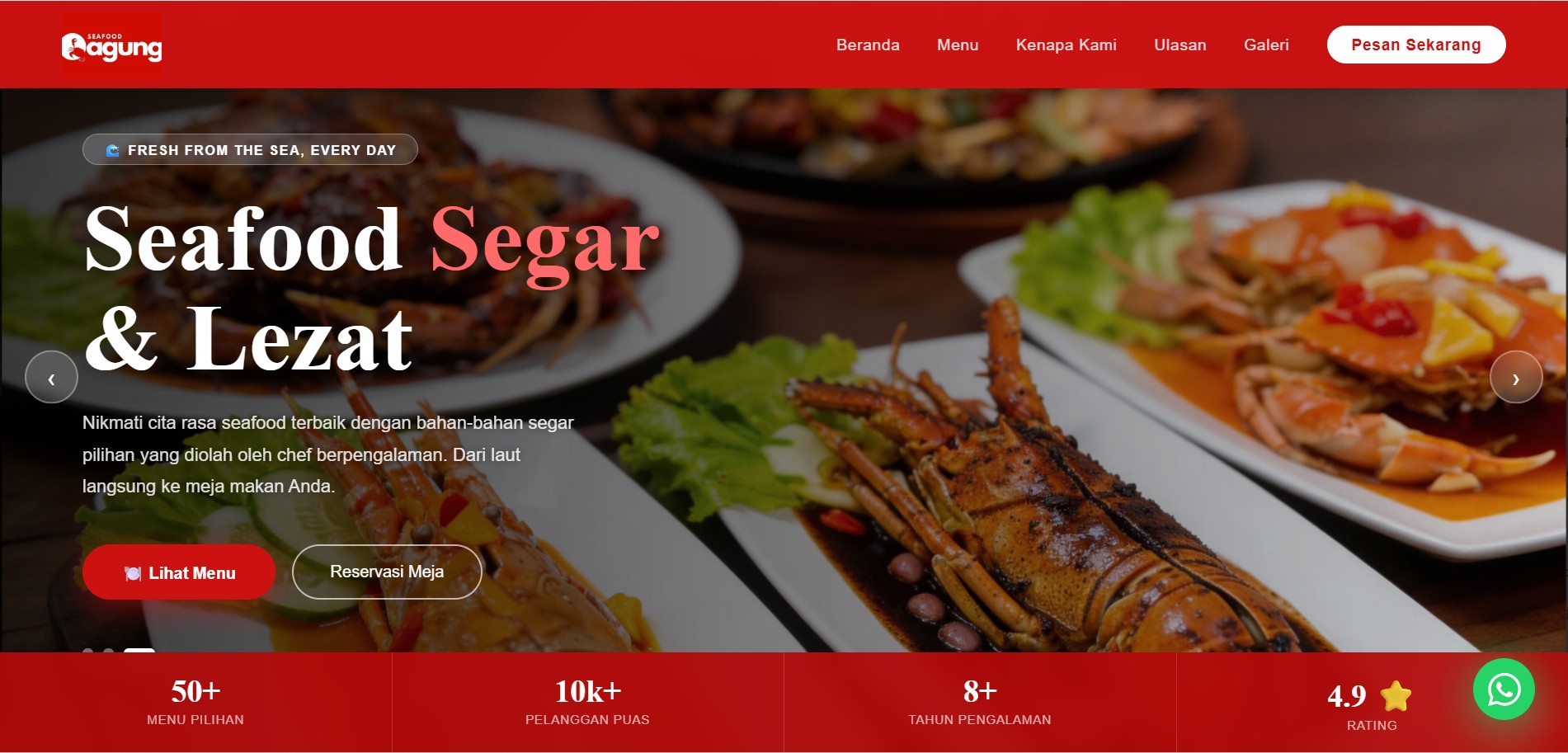  Website Profil & Reservasi Restoran Seafood Agung