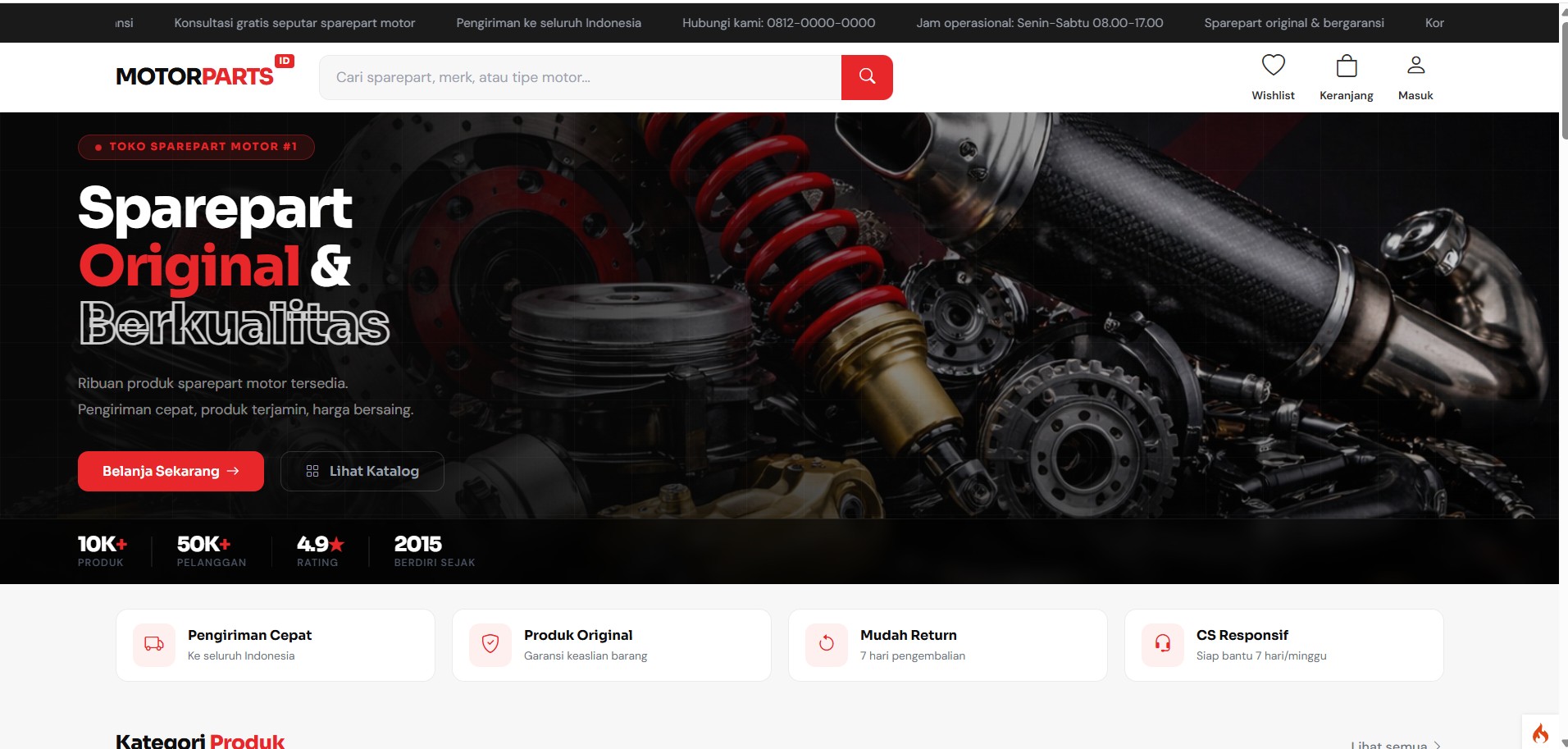  Website E-Commerce Sparepart Motor & Marketplace Suku Cadang