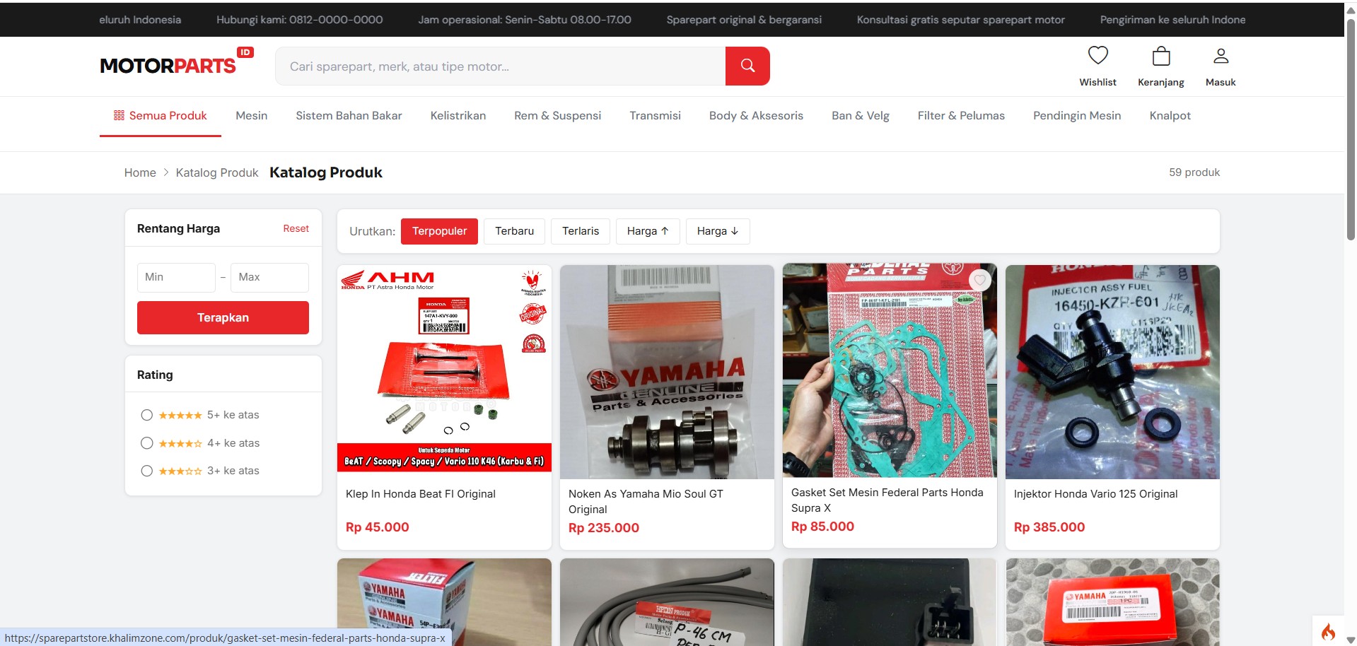  Website E-Commerce Sparepart Motor & Marketplace Suku Cadang