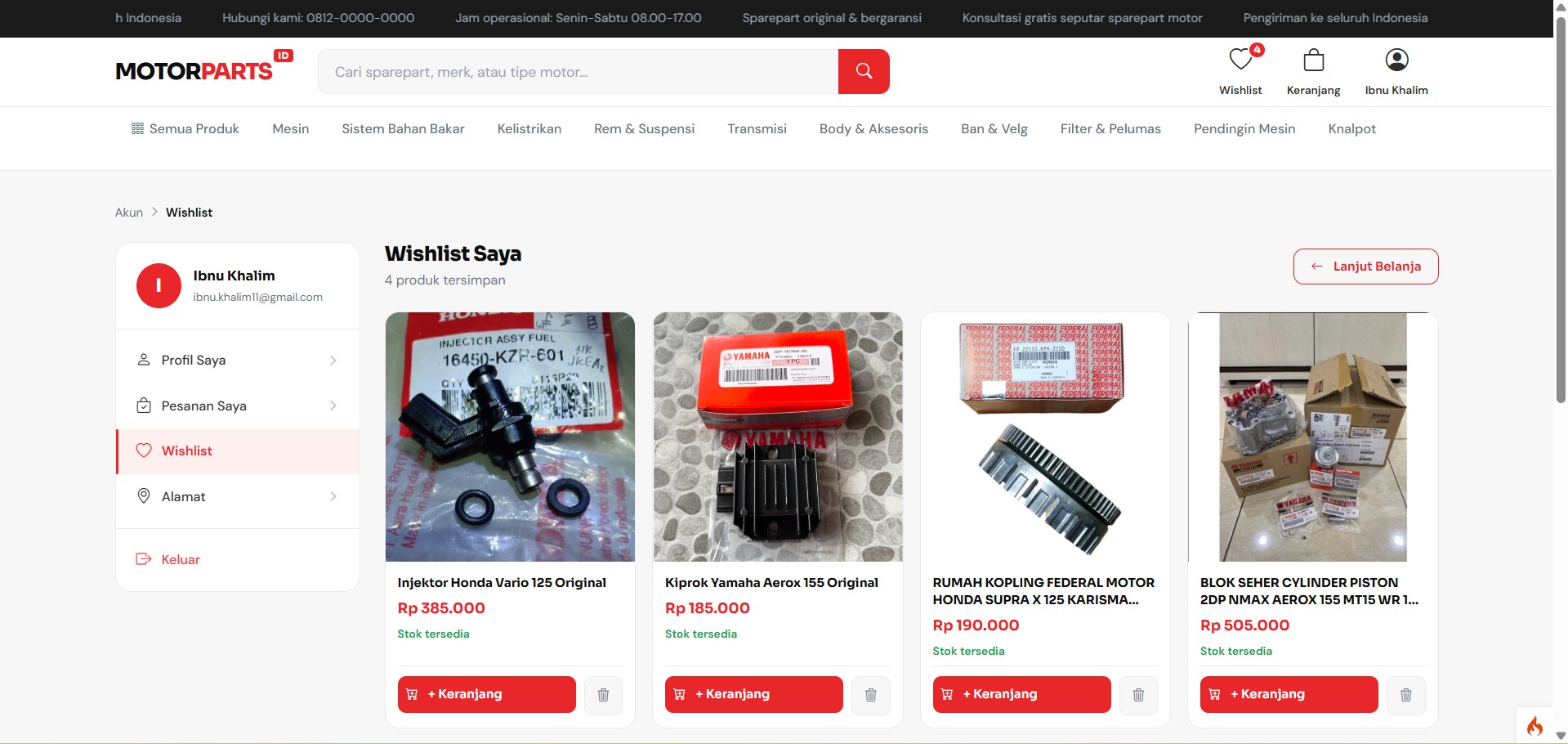  Website E-Commerce Sparepart Motor & Marketplace Suku Cadang
