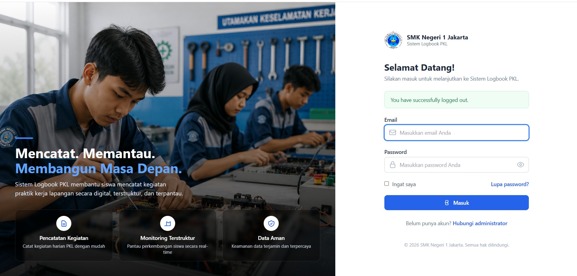   Website Sistem Logbook PKL Sekolah